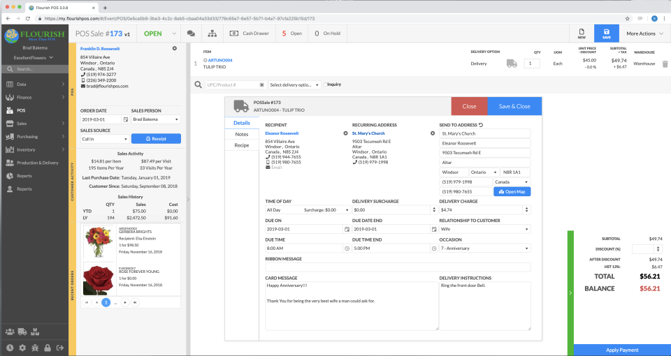 screenshot of Flourish POS